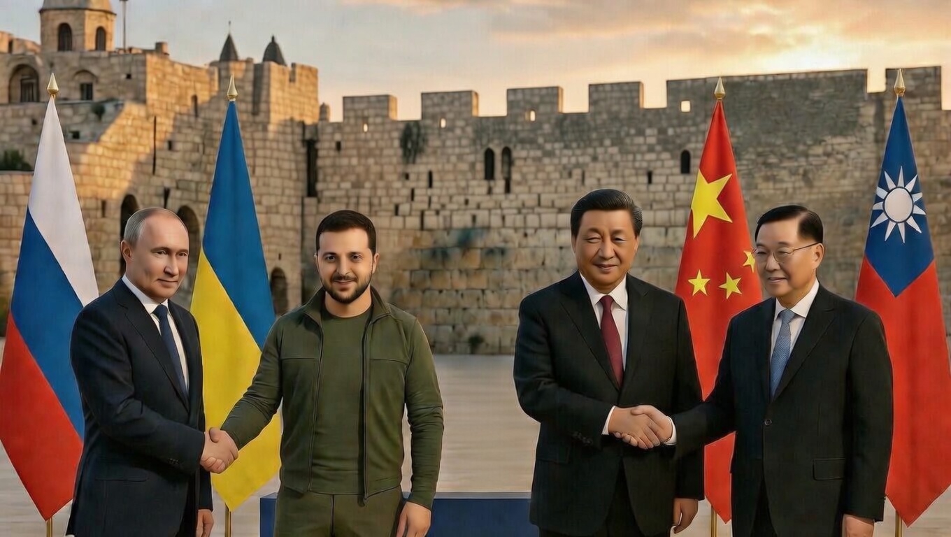 World leaders shake hands at the Jerusalem Summit